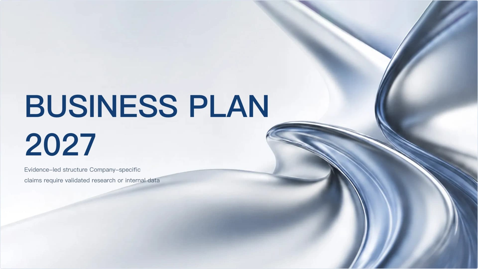 Slide 1: BUSINESS PLAN 2027 preview of Evidence-Led Business Plan & Market Validation presentation template