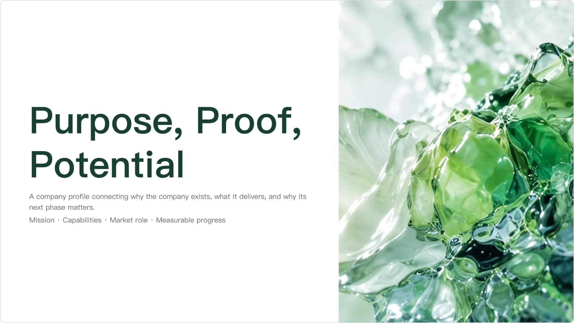 Slide 1: Purpose, Proof, Potential preview of Unternehmensprofil PPT-Vorlage: Purpose, Proof & Potential presentation template