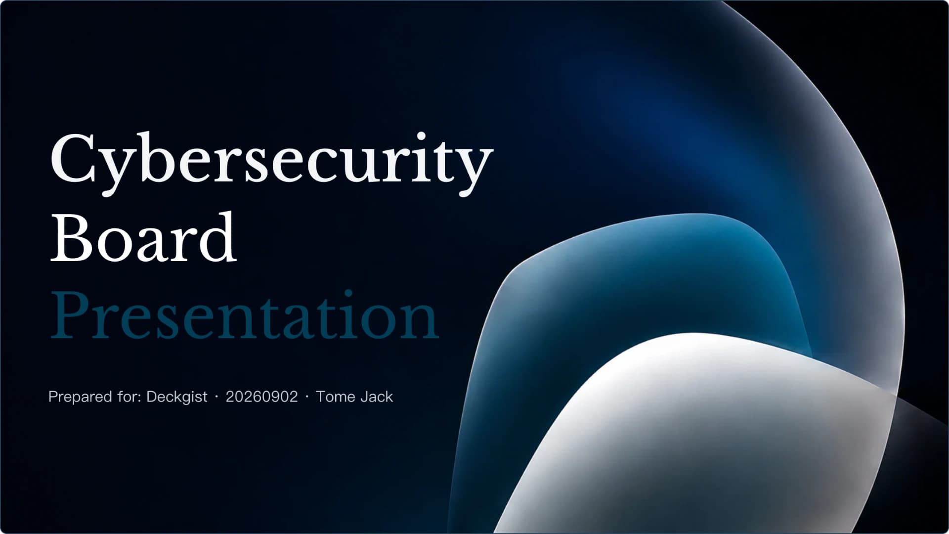 Slide 1: Cybersecurity Board Presentation preview of Dark Cybersecurity Board Risk & Oversight Presentation presentation template