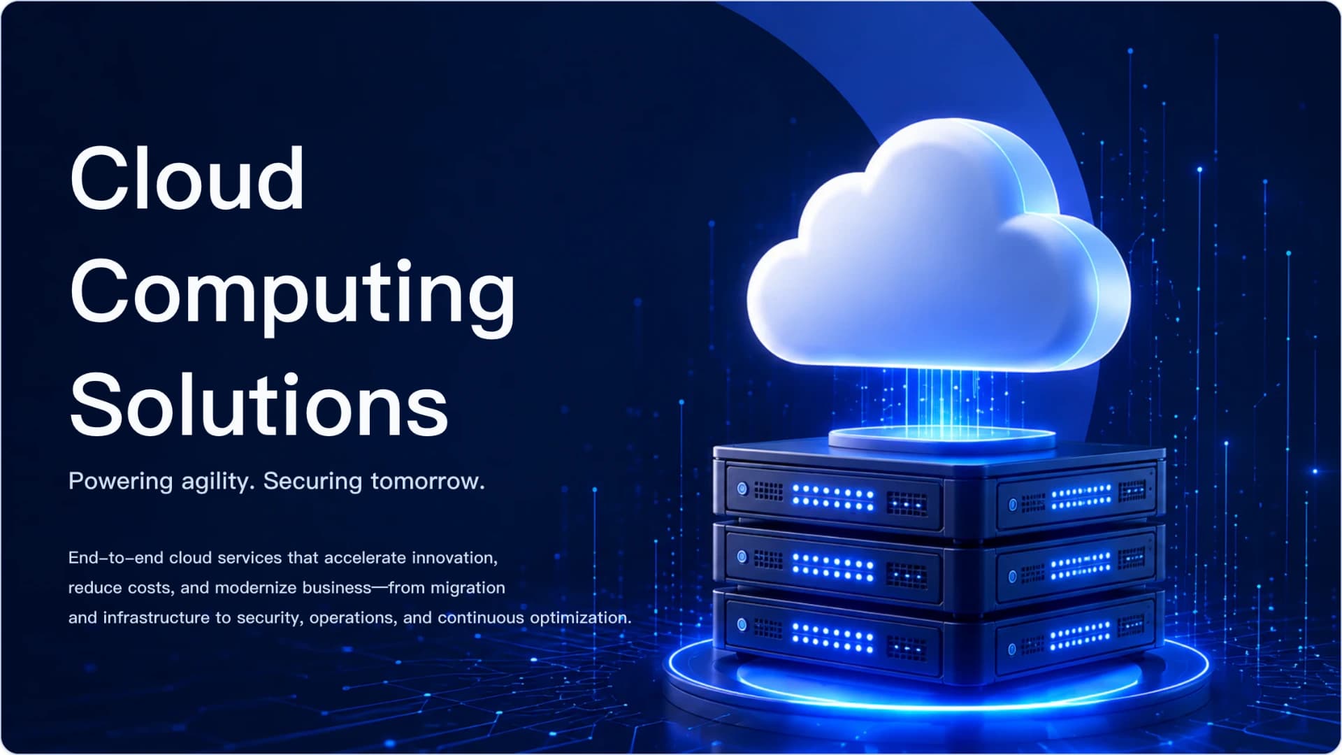 Slide 1: Cloud Computing Solutions preview of Cloud Computing Solutions & Services Presentation presentation template