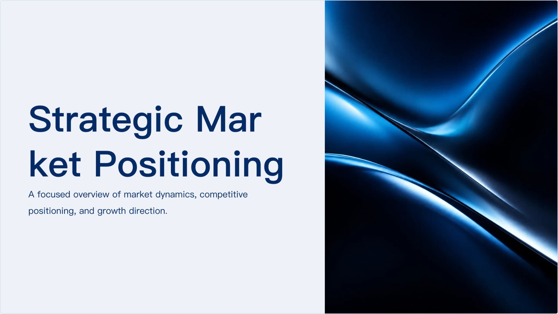 Slide 1: Posicionamiento estratégico en el mercado preview of Plantilla de presentación de posicionamiento en el mercado, análisis de la competencia y estrategia de comercialización generada por IA presentation template