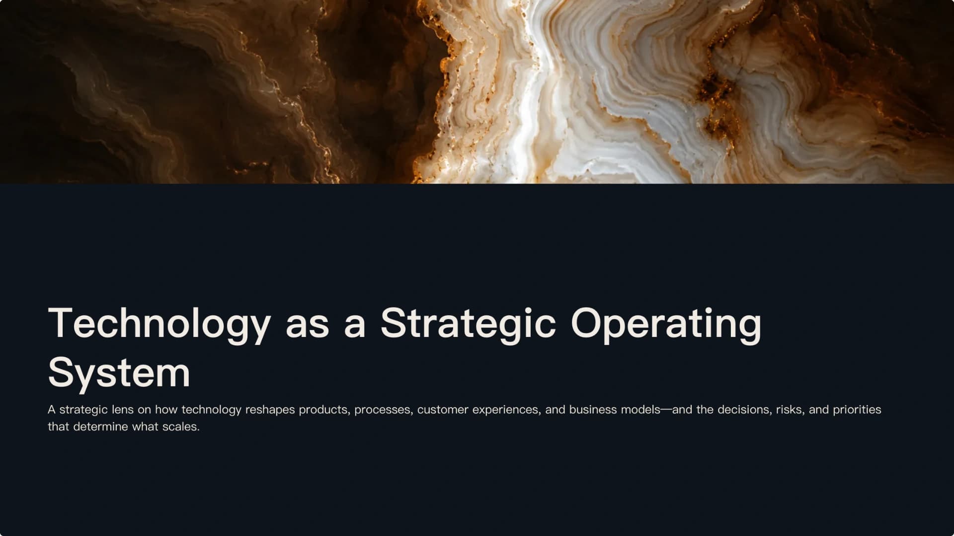 Slide 1: Technology as a Strategic Operating System preview of Technology Strategy & Operating Model Framework presentation template