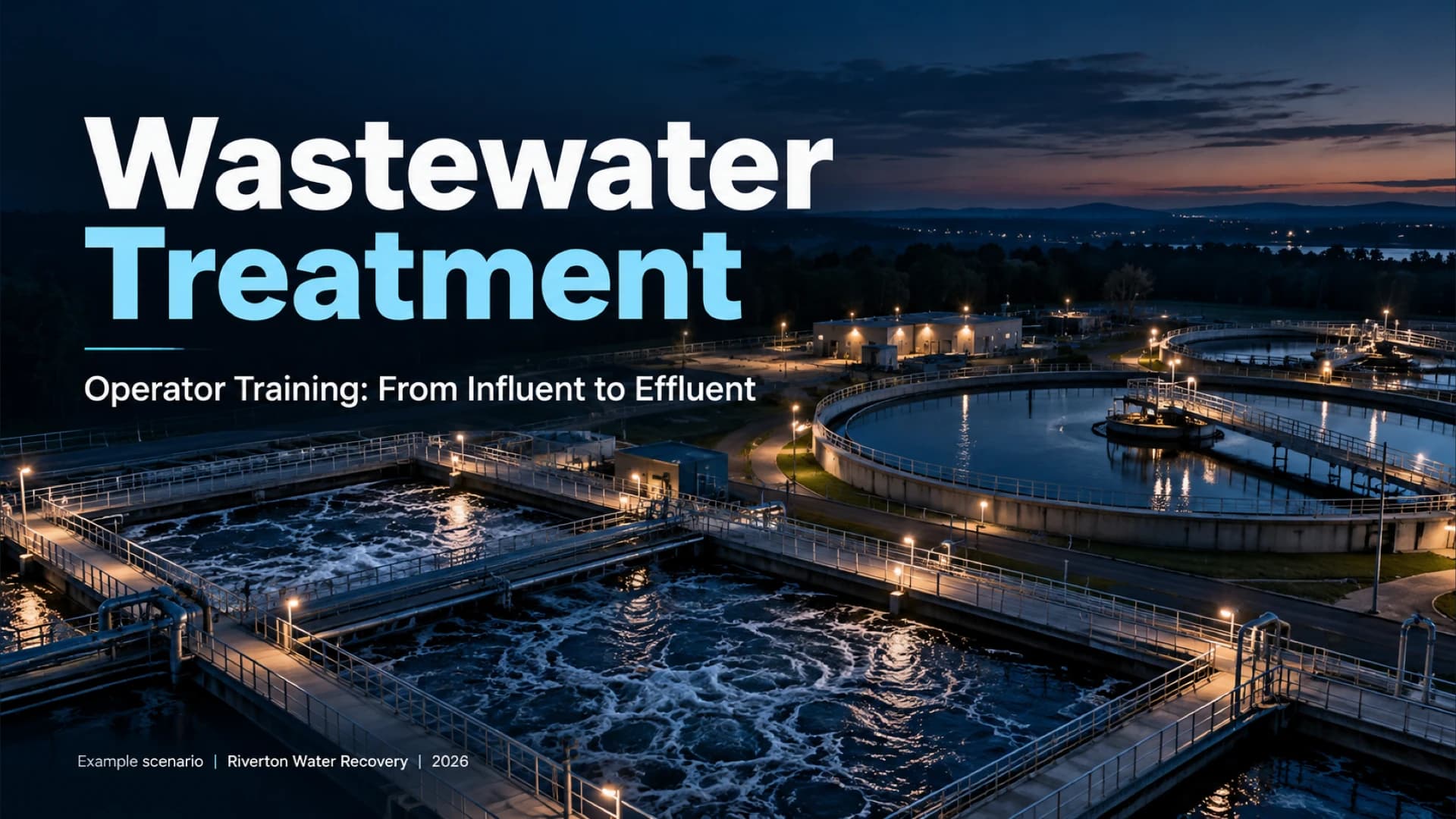 Wastewater Treatment Operator Training Template with Night Plant Photos