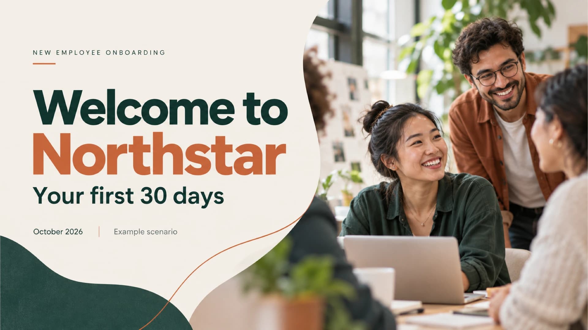 Onboarding Presentation Template with Warm Photos and 30-Day Path