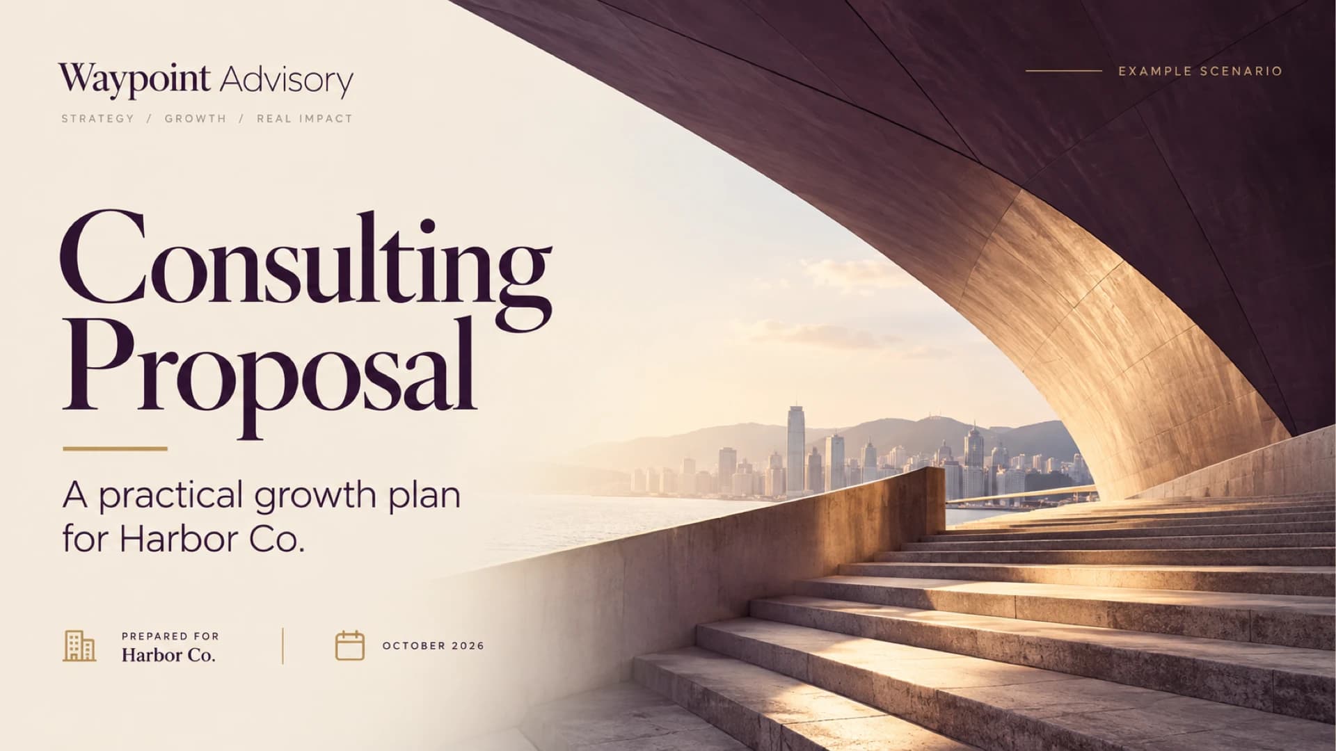 Consulting-Proposal-Vorlage mit Phasenplan, Budget und Rollen
