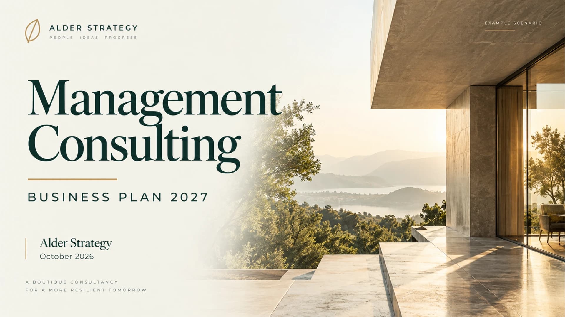 Management Consulting Business Plan in Forest Green and Brass