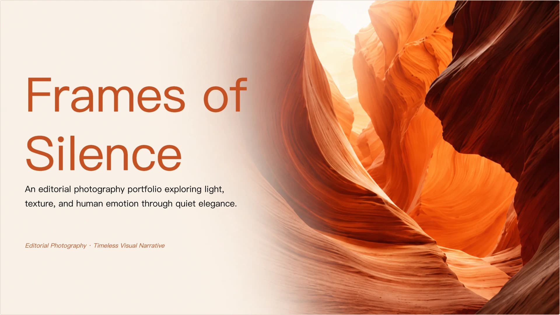 Warm Desert Editorial Photography Portfolio and Visual Storytelling PowerPoint Template presentation template