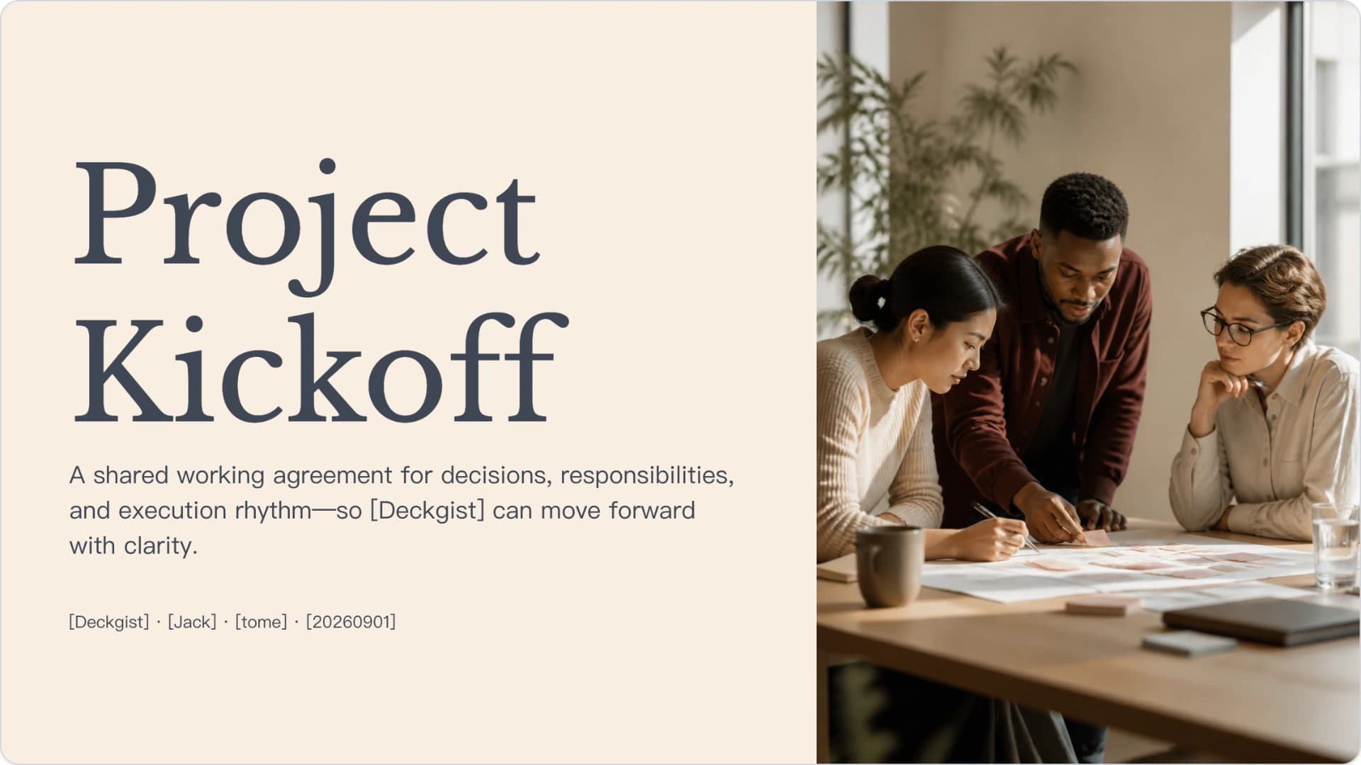 Editorial Project Kickoff Alignment & Governance Template presentation template